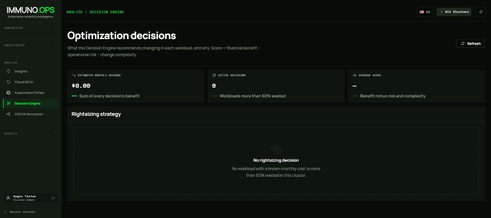 Decision Engine — fórmula do score